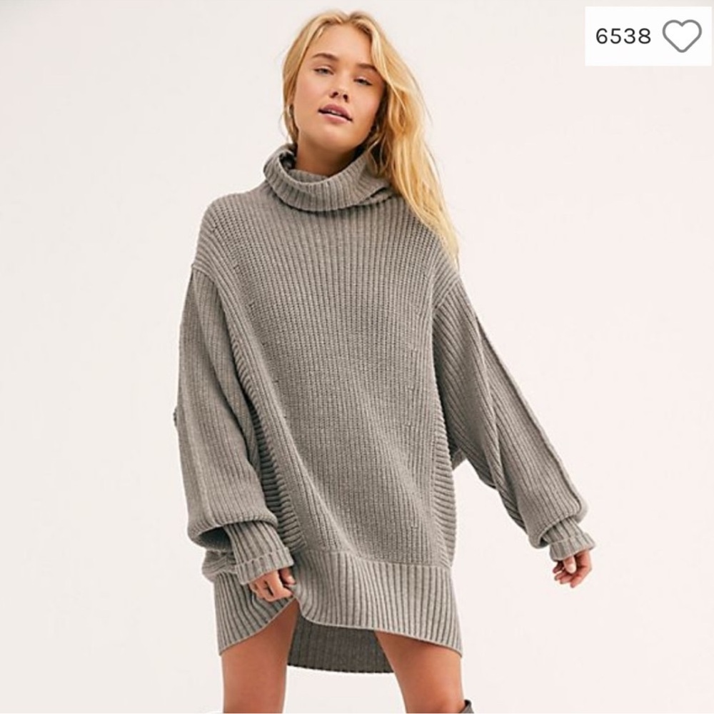 Free People Charcoal Turtleneck Sweater Dress